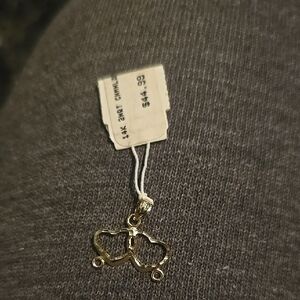 Elegant 14k Gold 2 Heart Charm Holder Pendant